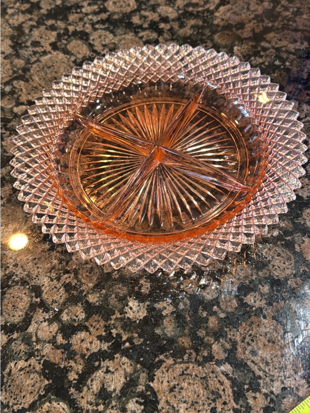 Vintage Anchor Hocking Miss America Pink Depression Glass Divided Relish Tray